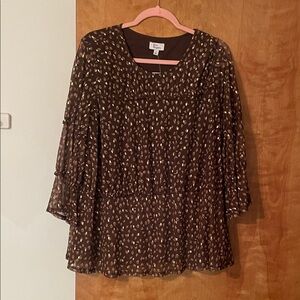 Kim Rogers Brown Patterned Blouse